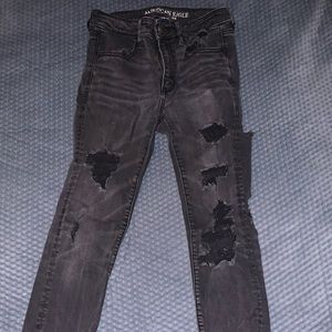 American Eagle distressed hi rise jegging size 8 x-long faded black